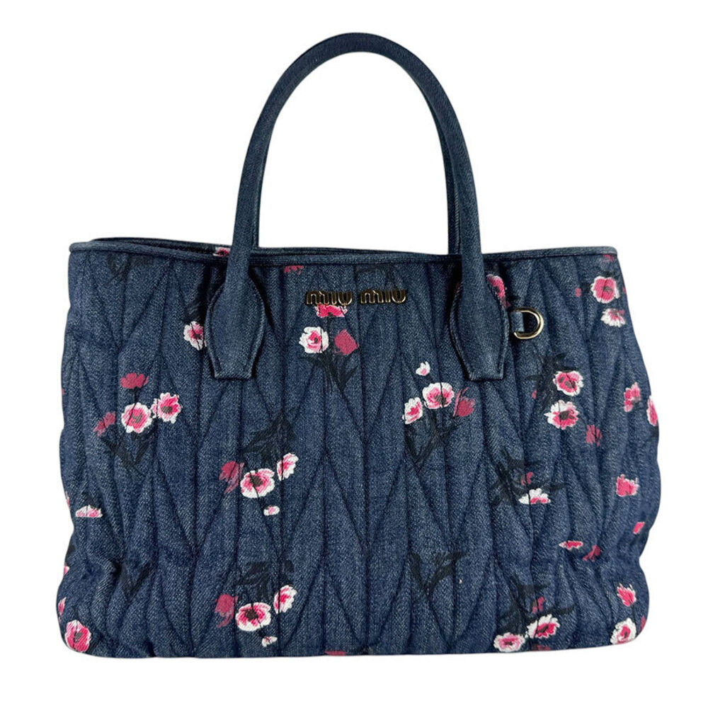 Miu Miu 2way Shoulder Bag denim Navy Blue pink